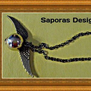 Harry Potter Snitch Theme Necklace Gold Tone For Kids/Teen Gift